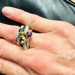 Silver Stacking Rings. Semi-Precious Stones
